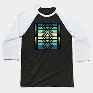 “Dimensional Morphing” - V.5 Blue/Green - (Geometric Art) (Dimensions) - Doc Labs Baseball T-Shirt